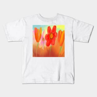 More Orange Flowers with One Pink Flower Kids T-Shirt